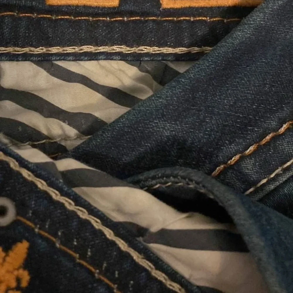 Rock Revival Dark Blue Boot Cut Jeans with Embellishments - Picture 4 of 6